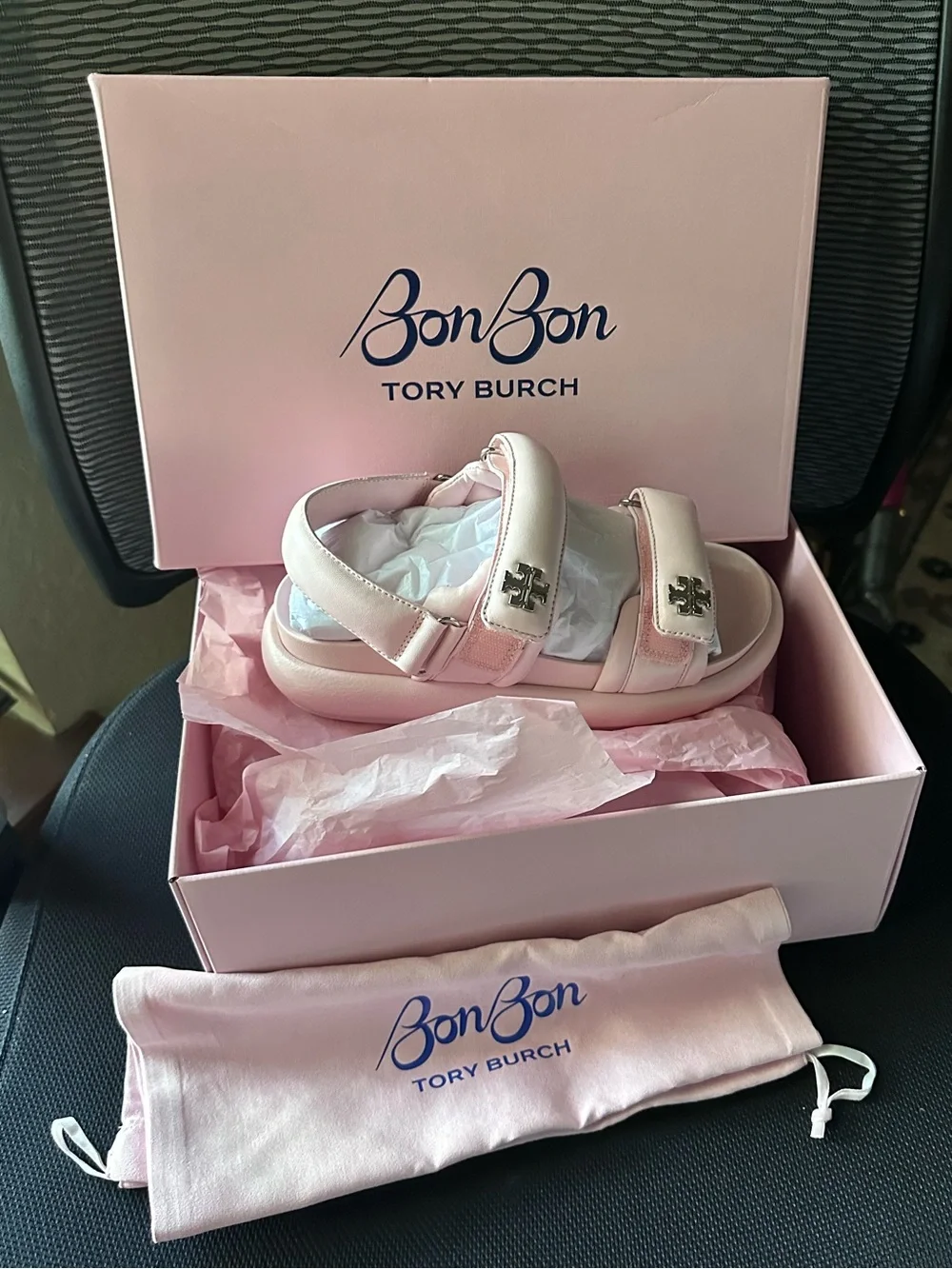 Tory Burch x BonBon Pink Kira Padded Sport Sandals - Picture 1 of 3